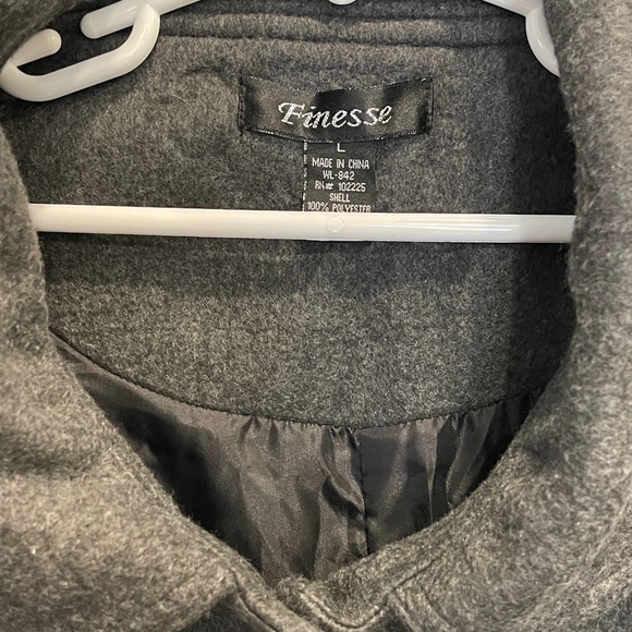 Finesse Girls Gray Coat Single Large Buttons - Picture 2 of 8